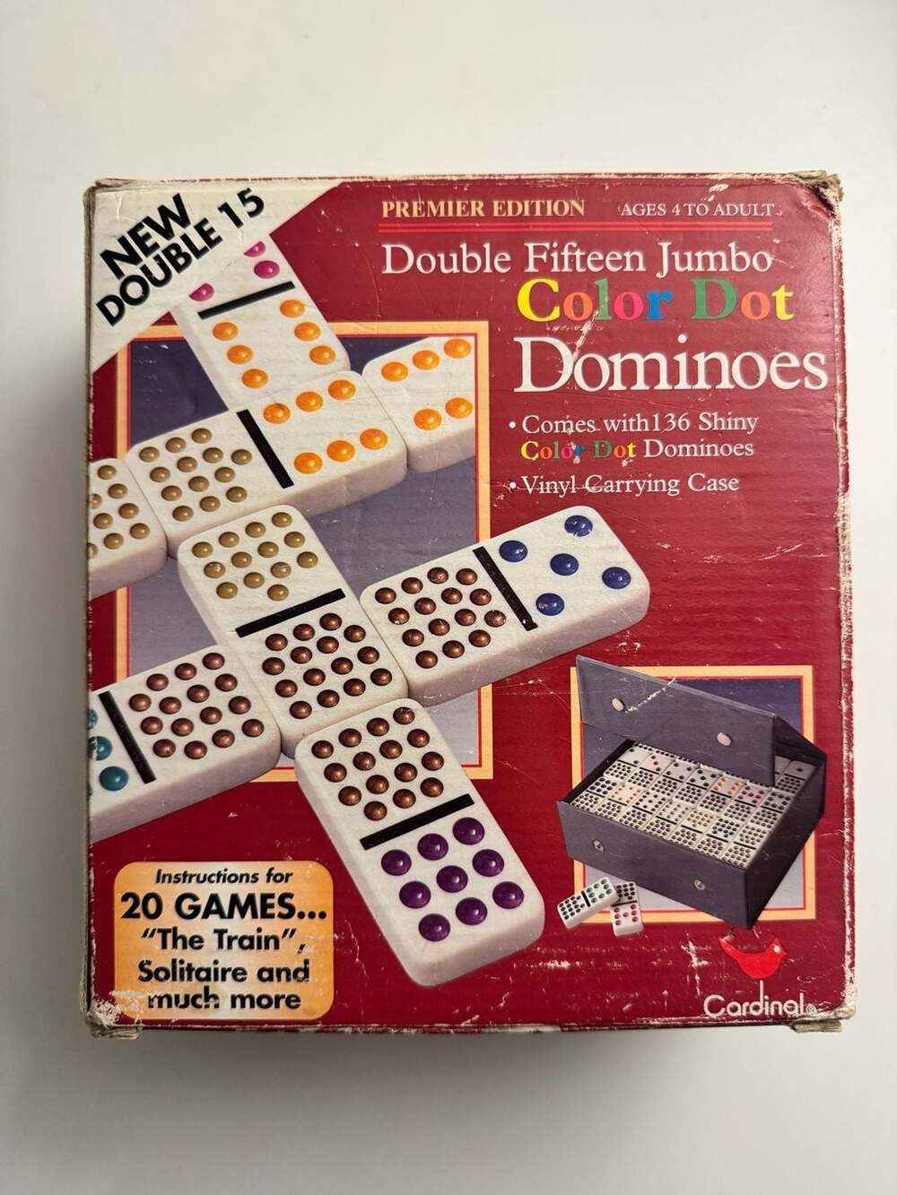 Cardinal Double Fifteen Jumbo Color Dot Dominoes